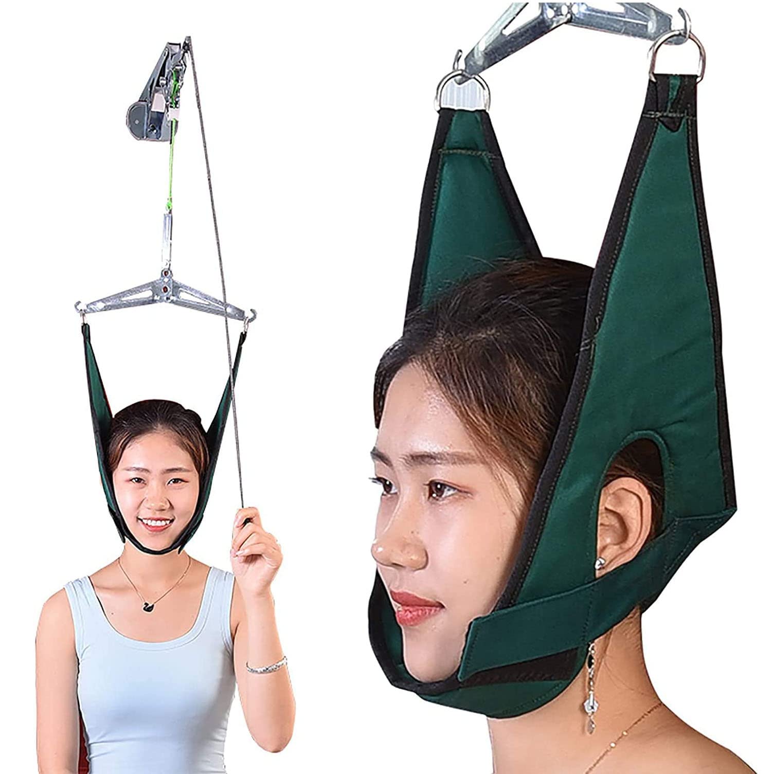 Dispositif de Traction cervicale, dispositifs Portables de soulagement du Cou à Double cliquet, écharpe de Cou de Soutien par-Dessus la Porte, pour soulager Les douleurs cervicales