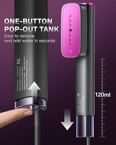 Miniatura 7 de OGHom Vaporizador para ropa, vaporizador de viaje de 110-240 V y plancha 2 en 1, potente vapor de 1000 W, removedor de arrugas portátil de mano,