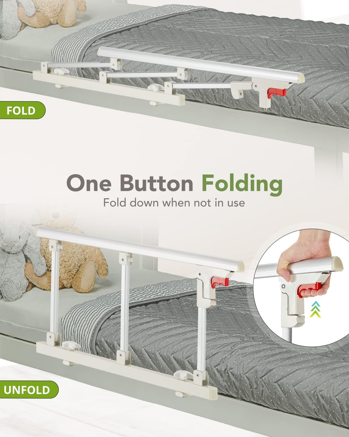 Buy OasisSpace Bed Safety Rail Folding Bed Rail for Elderly Adults