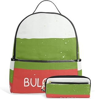 Zaino unisex in tela con bandiera della Bulgaria anticata per scuola, università, studenti, borsa per computer portatile, zaino casual con astuccio
