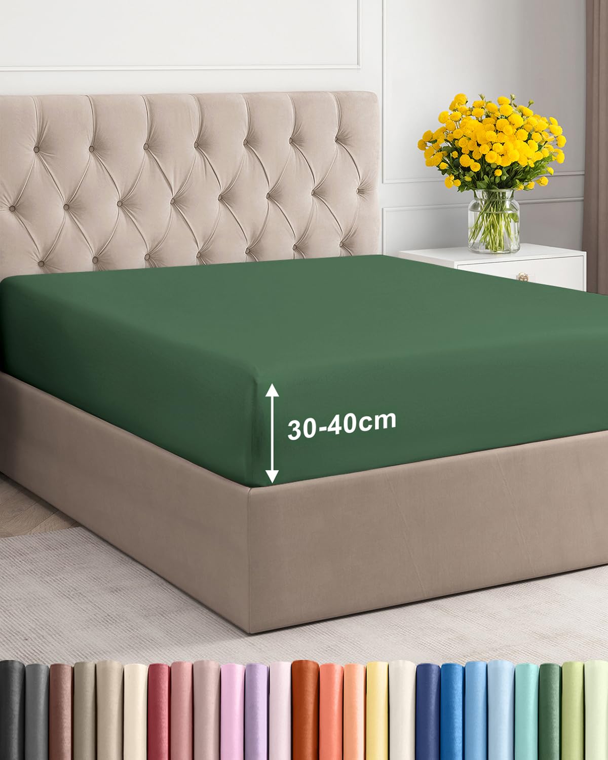 CGK Unlimited Spannbettlaken - Extra Tiefes Spannbetttuch für Matratzen bis 30 cm (12