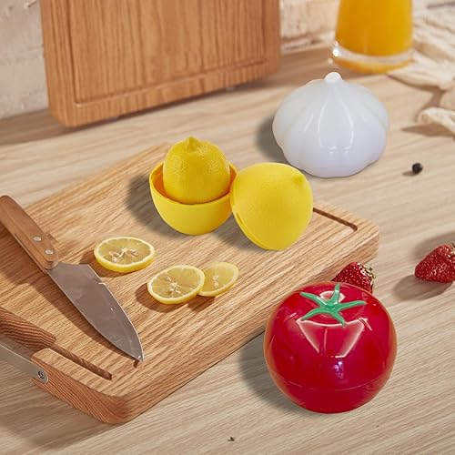 Miniatura 5 de Contenedores de almacenamiento de verduras y frutas para refrigerador, almacenamiento en forma de limón, tomate, ajo, aguacate y cebolla,