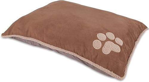 Petmate Aspen Pet Shearling - Cama de almohada con borde de cuchillo de oveja para mascotas, color rojo granero y crema, 27 x 36 pulgadas