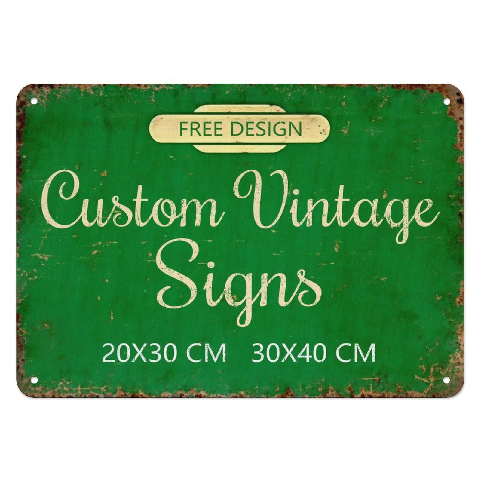 Custom Vintage Sign with Text or Logo, Personalized Metal Signs for Home, Office, Business, Garage, Parking, and Decorative Signs Indoor/Outdoor