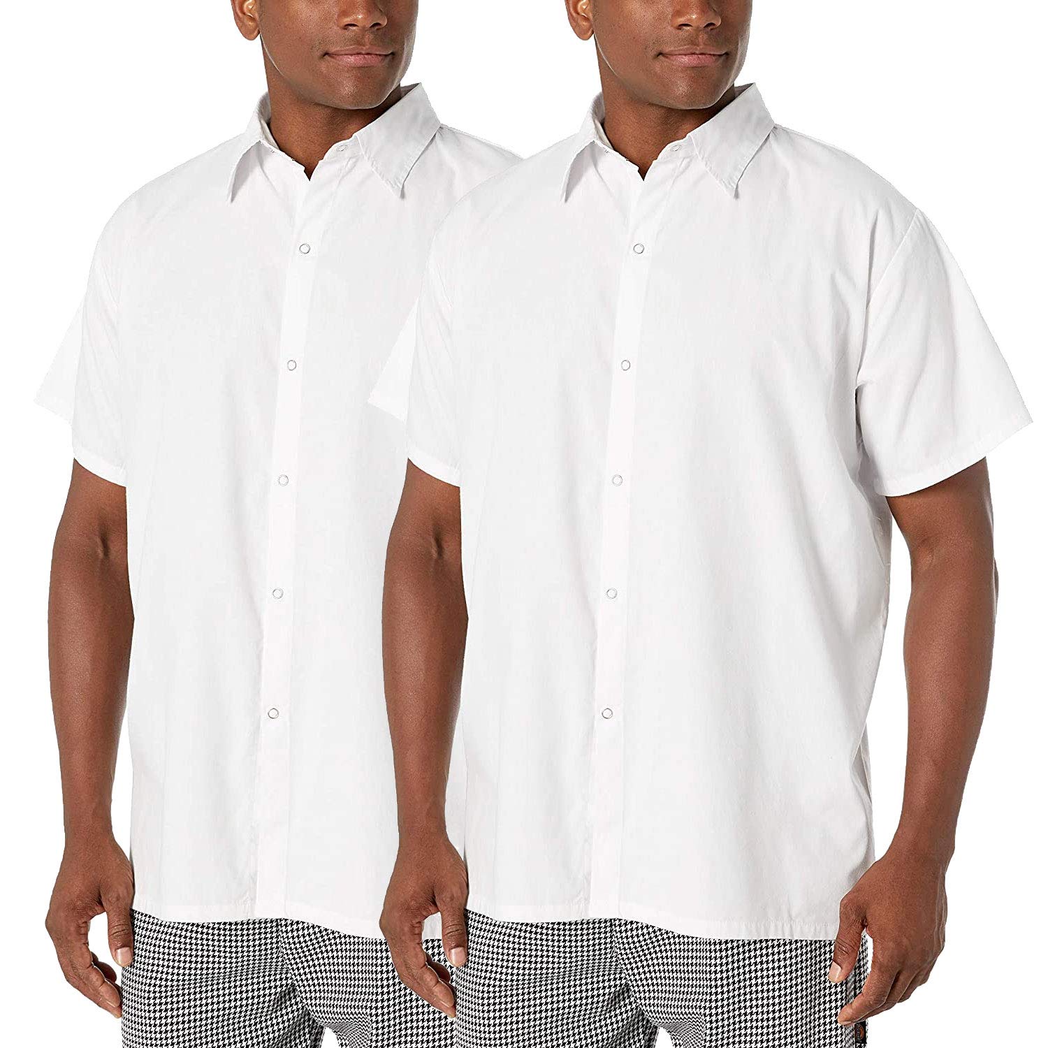 Chef Code 2-Pack Plain Front Cook Shirt with Snap Buttons (White, 3XL)