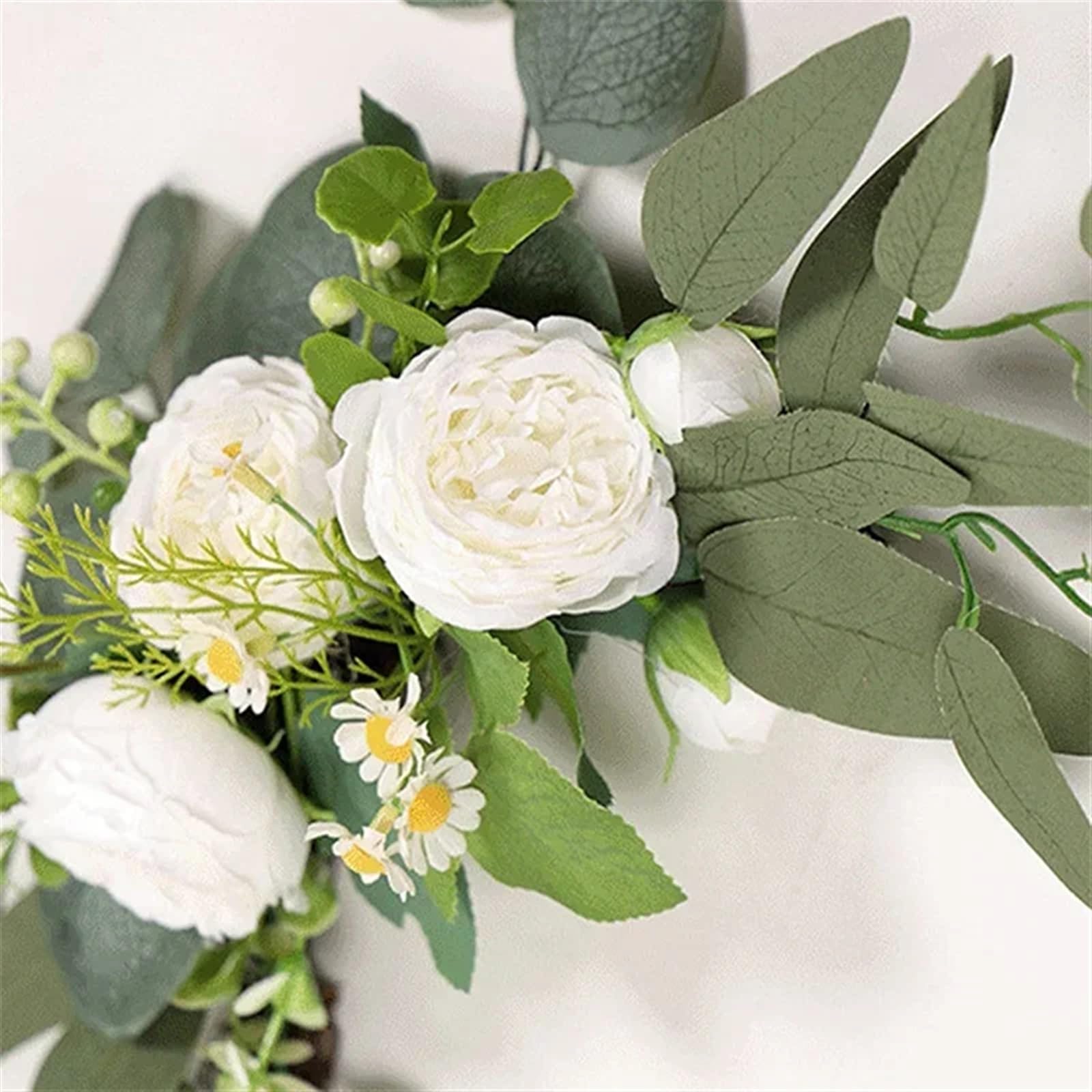Kit Fiori Artificiali Per Arco Matrimonio 2 pezzi di fiori artificiali rosa peonia benvenuto matrimonio ospite carta arco romantico cerimonia nozze ricevimento sfondo decorazione della parete(White)