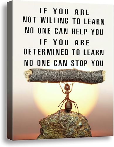 Ploceiny Arte de pared motivacional de hormiga, decoración de lienzo inspiradora para sala de estar, cocina, cuarto de lavado, baño, dormitorio,