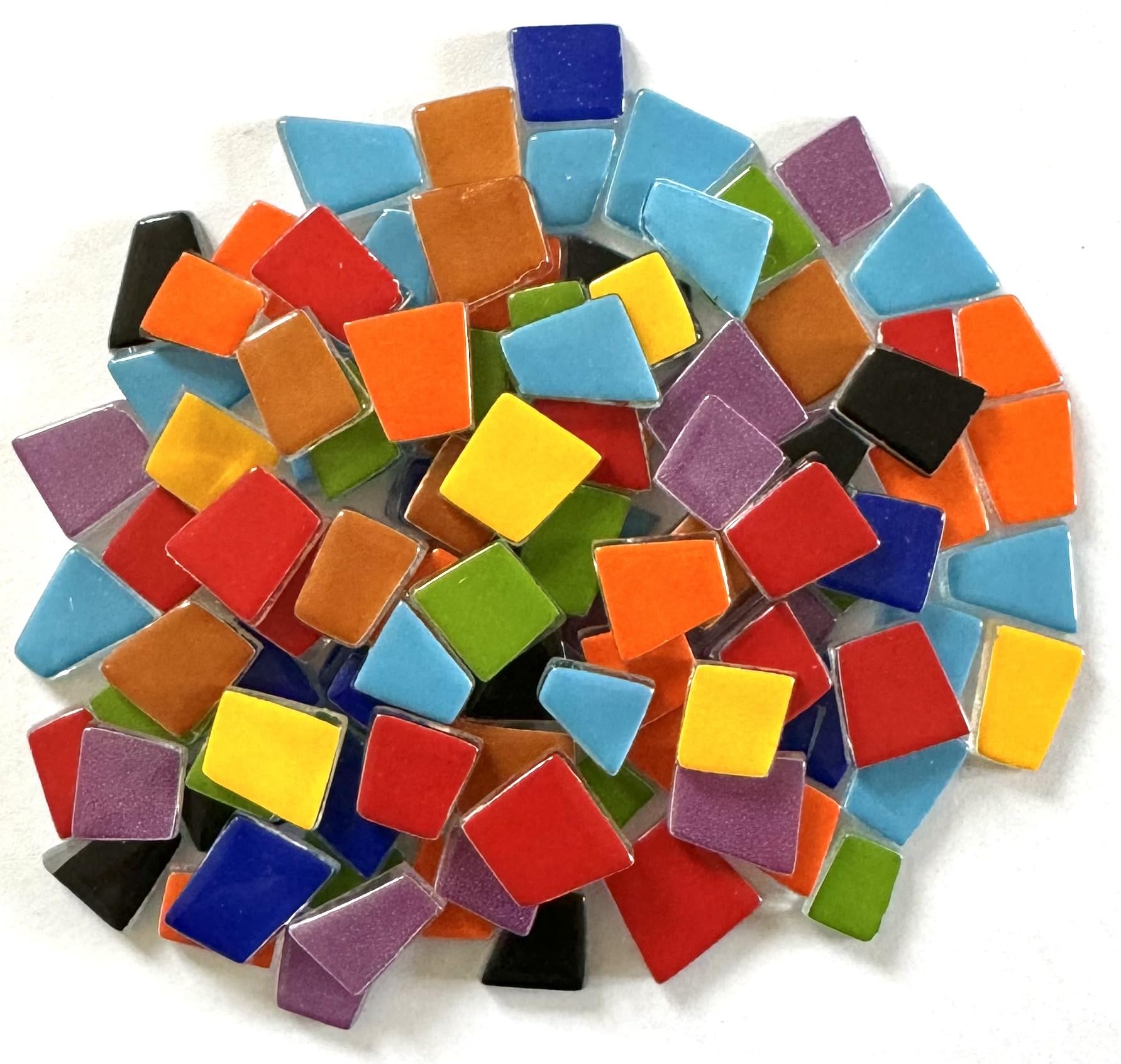 Sai Mosaic ArtBold Collection Bright Assorted Irregular Trapezoid Glass Tiles - 150 Grams, 3.5mm Thickness, 95 to 100 Pcs