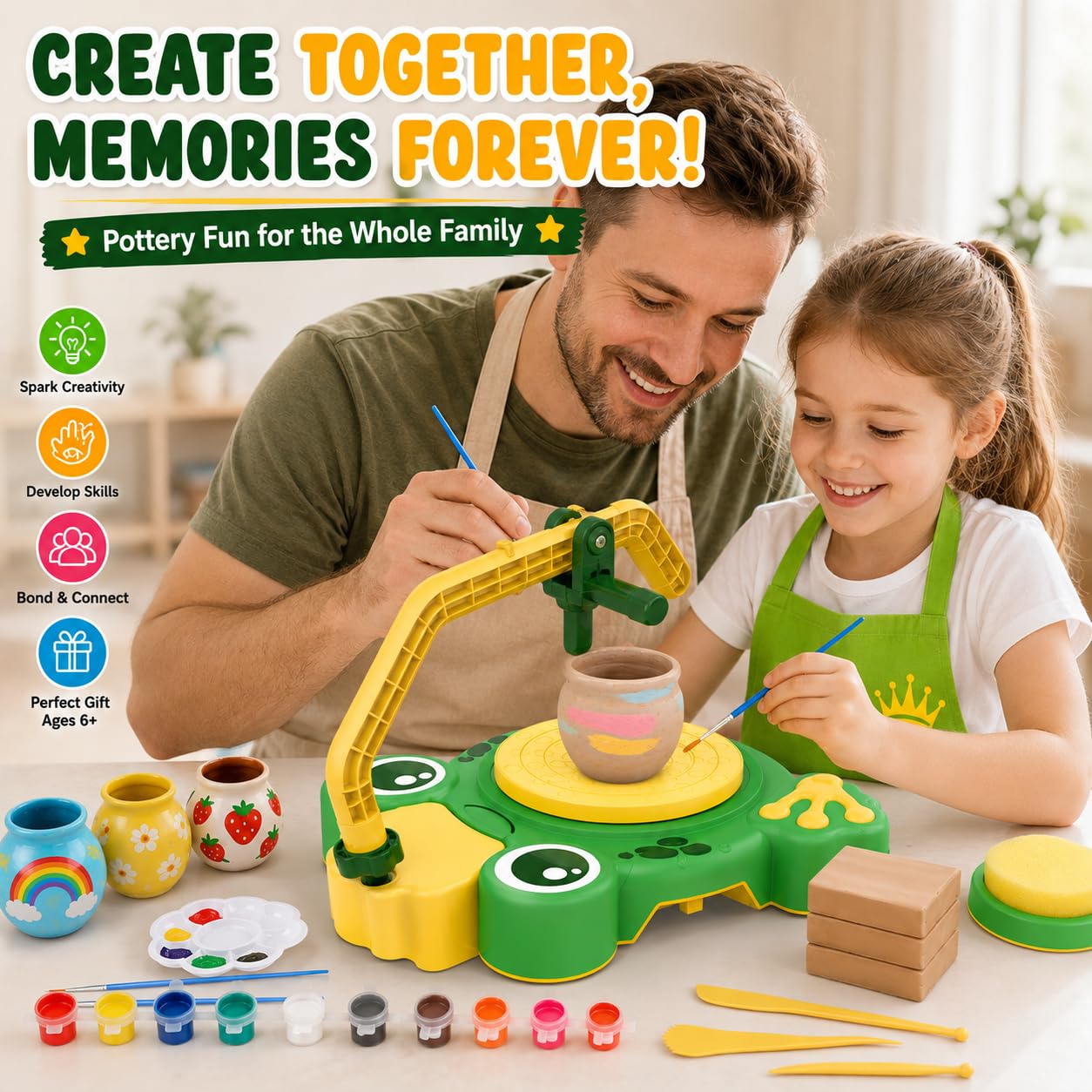 Kids Pottery Wheel Kit - Easy Clay Sculpting! -5