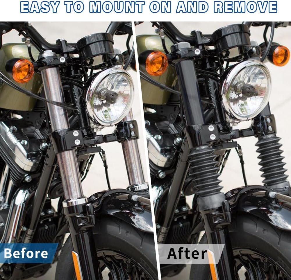 GZYF Rubber Motoycle Front Fork Cover Gaiters Boots Shock Damping Dust Caps Covers for Harley for Softail FORTY-EIGHT (XL1200X) 16-24