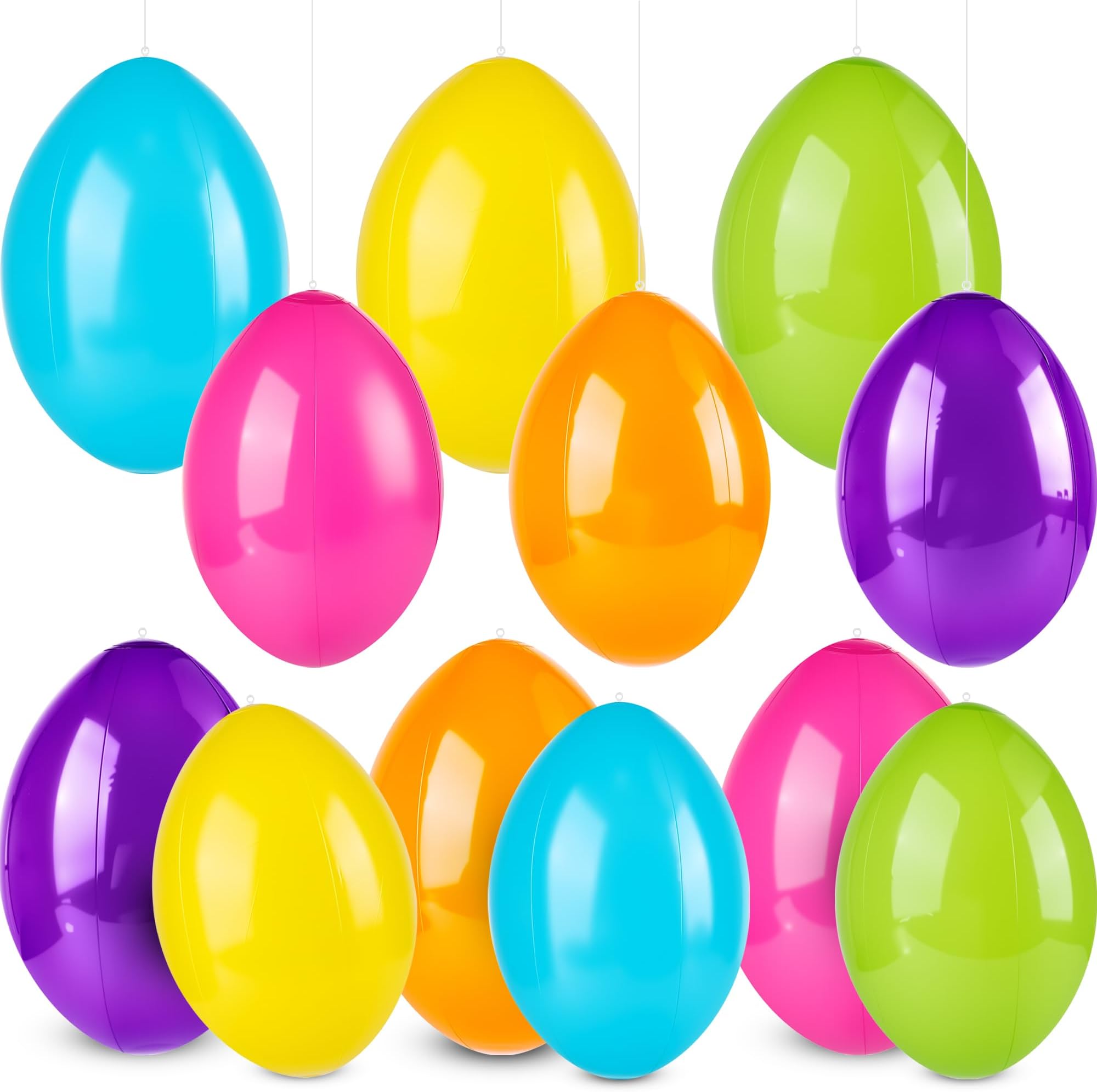 12 Pack 16 inch 24 Inch Inflatable Easter Eggs Blow Up Eggs Hanging Easter Egg Decorations for Outdoor Party Yard Garden