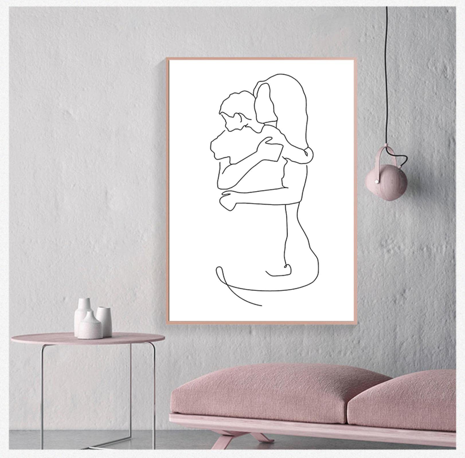 Rumlly Minimalistyczna abstrakcyjna sztuka ścienna druk na płótnie malarstwo nowoczesne dekoracje obrazy matka i córki syn linia rysunek plakaty artystyczne 70 x 100 cm z ramą