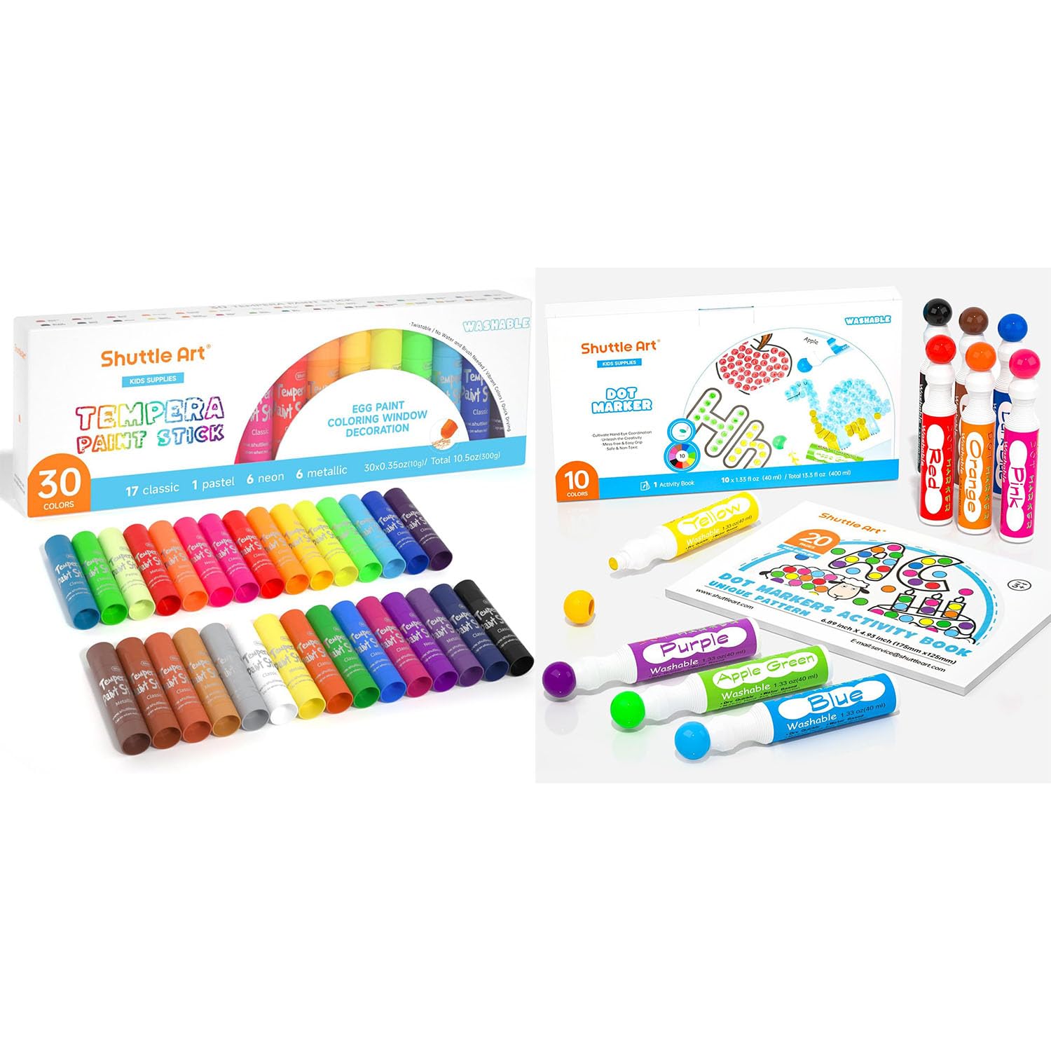 Amazon.com: Shuttle Art Tempera Paint Sticks Bundle, Set of 30