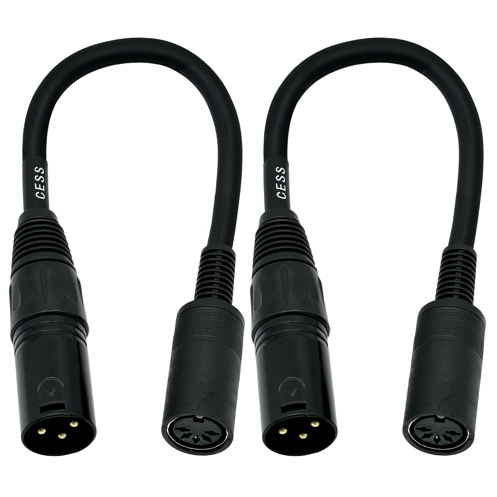 CESS-279 DIN 5-Pin MIDI Femelle vers XLR 3-Pin Male Adapter Cable - 15,2 cm Convertisseur Cordon pour Synthétiseurs, Claviers, Contrôleurs, Lot de 2