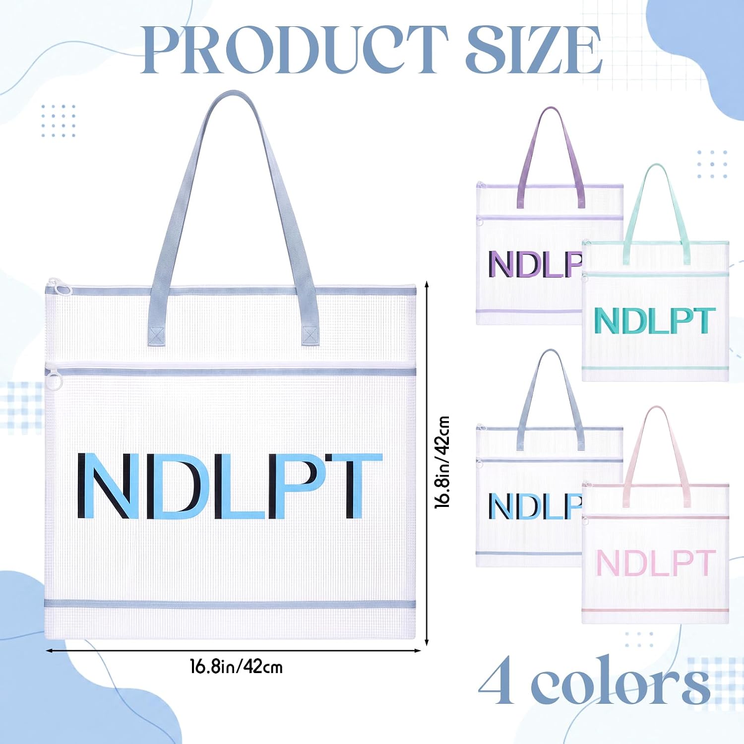 Sabary Needlepoint Project Bag, Mesh Zipper Pouch, Multicolor, 4 Pcs image 2