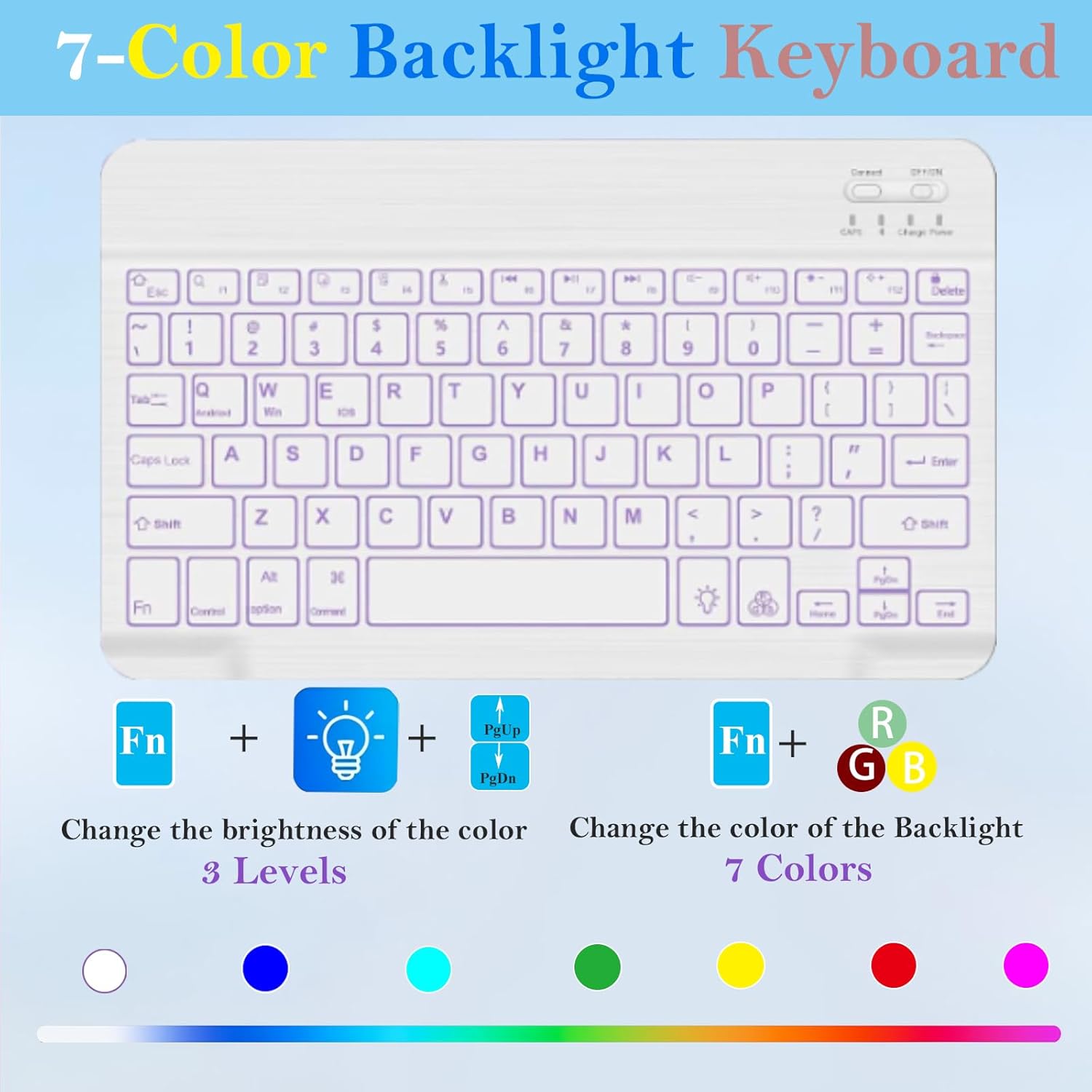 Detachable Keyboard Case with Wireless Mouse for Xiaomi Redmi Pad 2 11 inch 2025, 7 Colors Backlight Magnetic Keyboard Case for Redmi Pad 2 11“ 2025 with Pen Holder, 3 Angles Adjustment, Pink