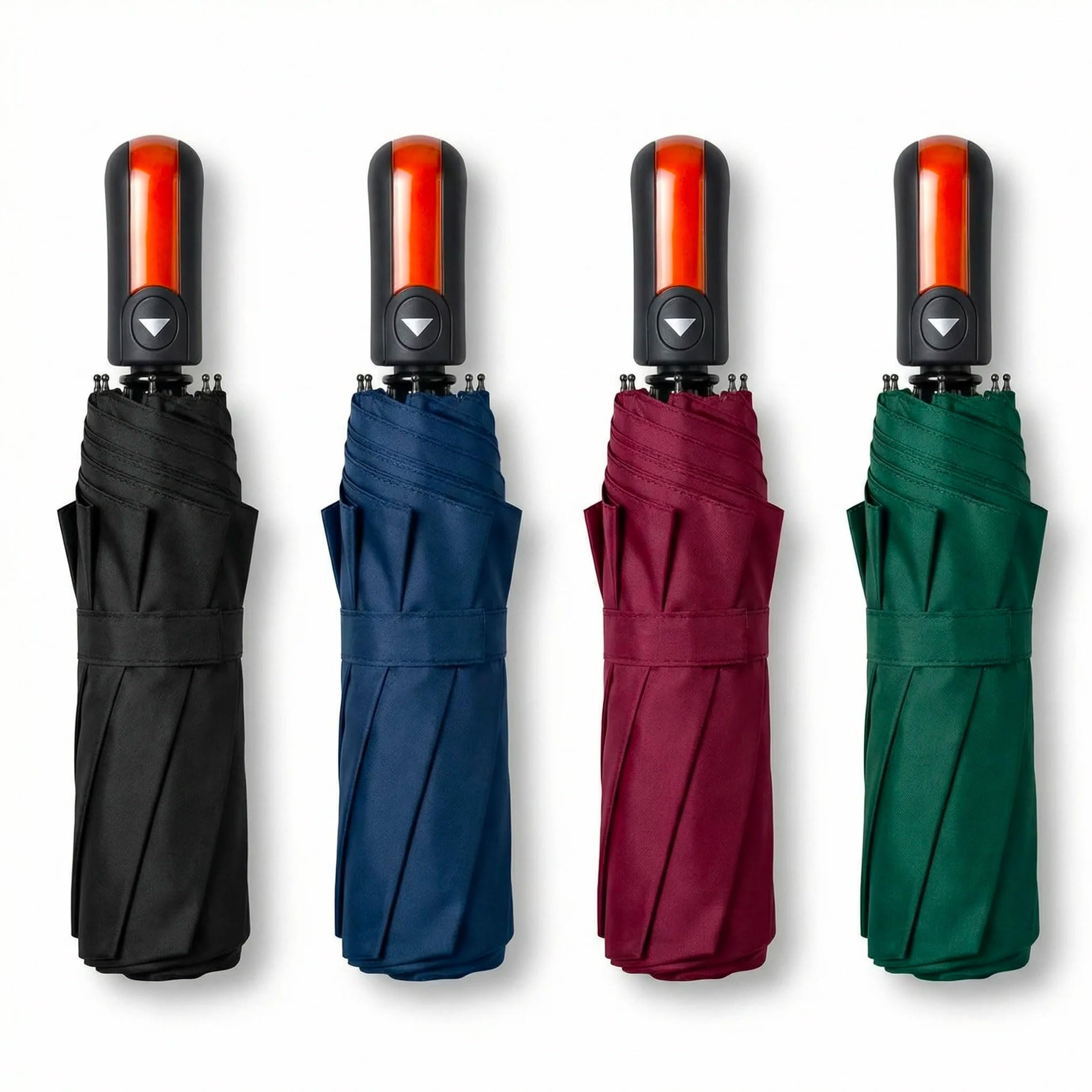 081 Store - 4 PEZZI Ombrello Pieghevole Antivento Da Pioggia Con Apertura Automatica – Compatti, Leggeri e Impermeabili Struttura Resistente Diametro 105cm– Con Fodero, Colori bordeaux Verde Nero Blu