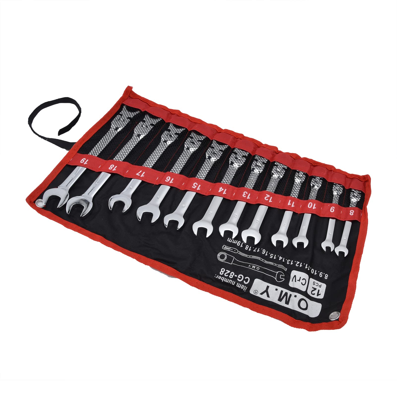 Conjunto de Llave de Trinquete de 12 Piezas de 8-19 Mm, Britos de Controlador de Herramientas Métricas Conjunto de Llave de Trinquete de Liberación Rápida (cabeza de actividad)