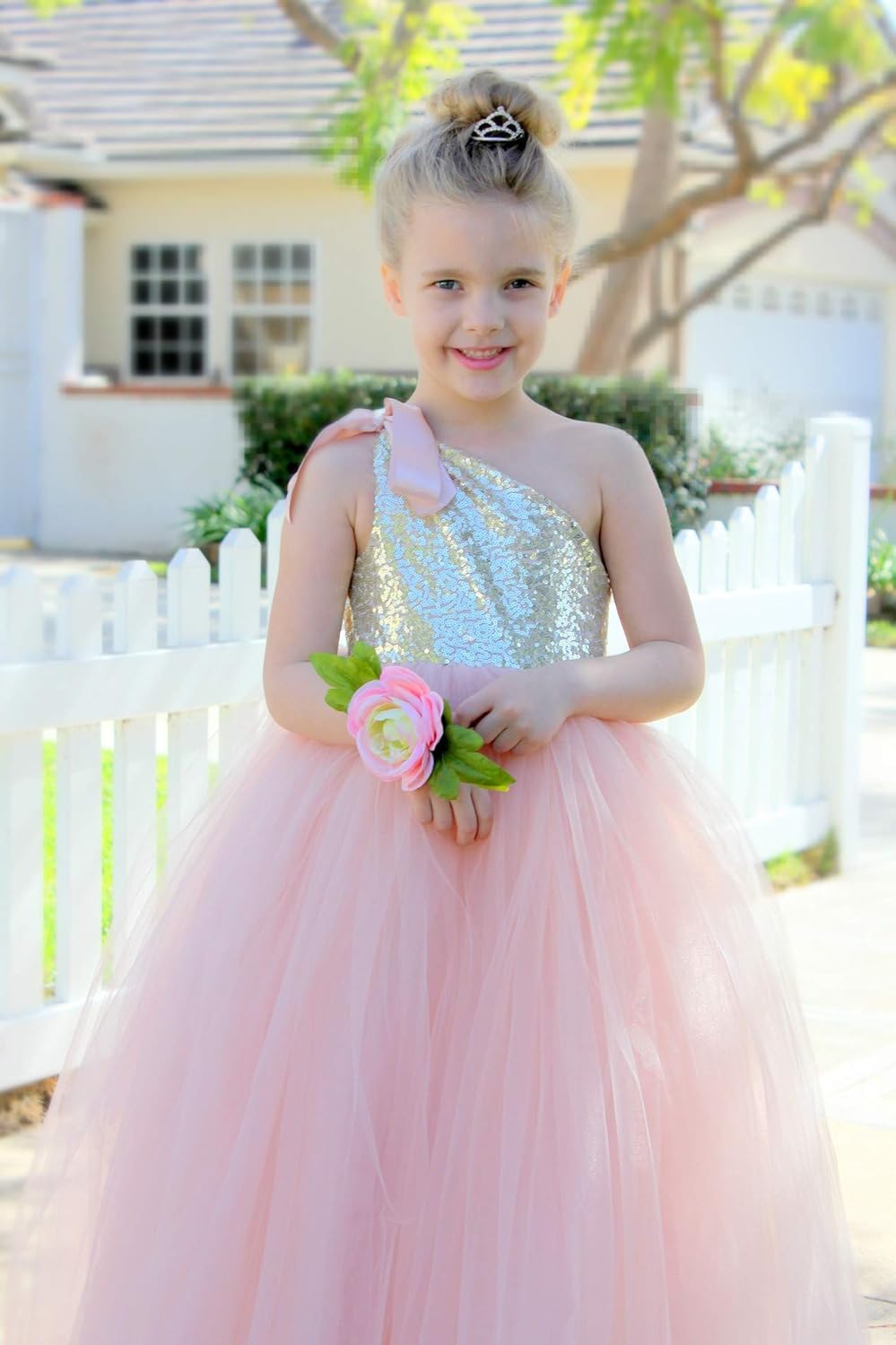 ekidsbridal One-Shoulder Sequin Tutu Flower Girl Dress Corset Dress Wedding Pageant Dresses Ball Gown Tutu Dresses: Clothing, Shoes & Jewelry