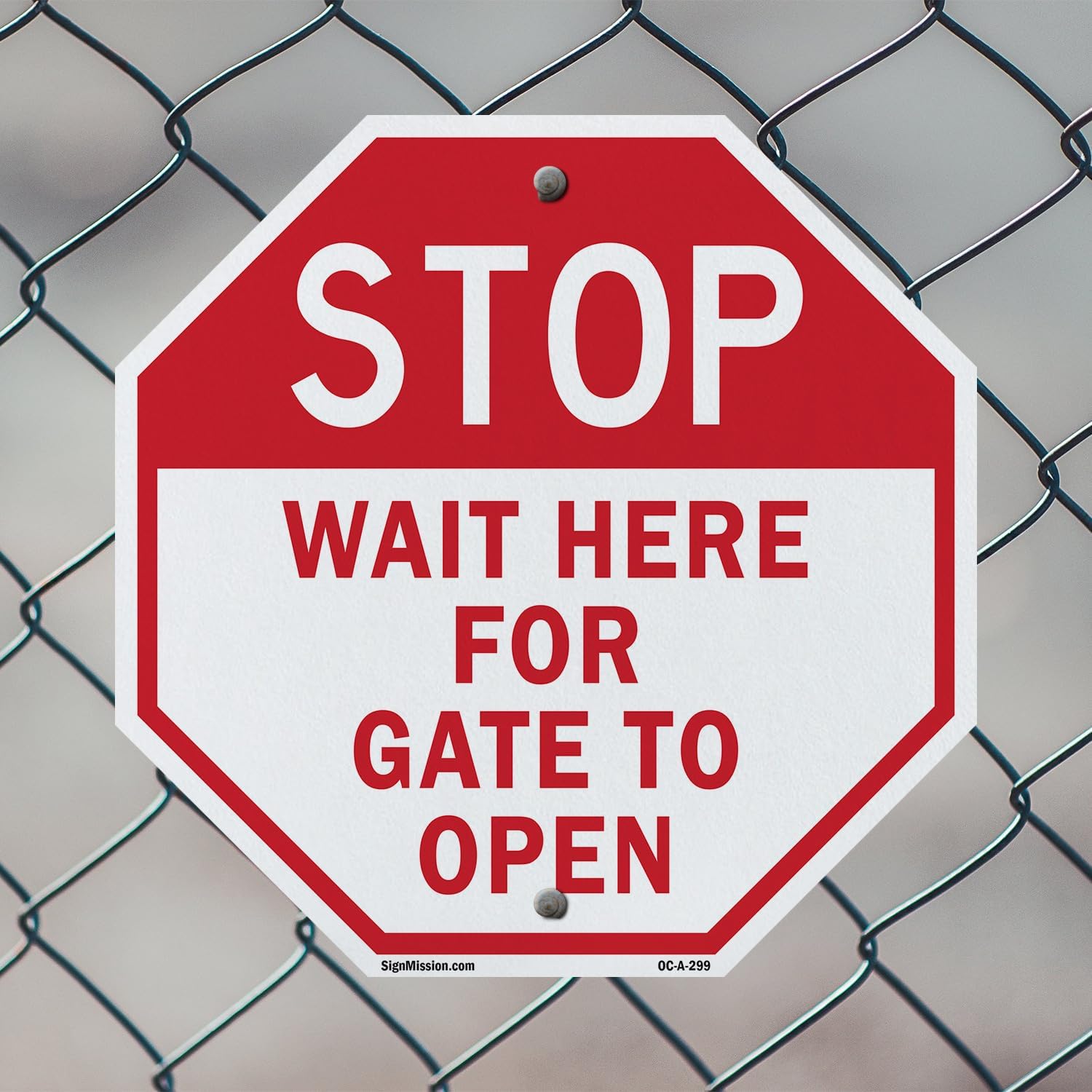 Stop Wait Here for Gate to Open (2 Pack) 10 inch X 10 inch Octagon Rust Free Aluminum Metal Signs Weather Resistant, UV Protected for Workplace, Private Property, and Construction Site, Made in the USA