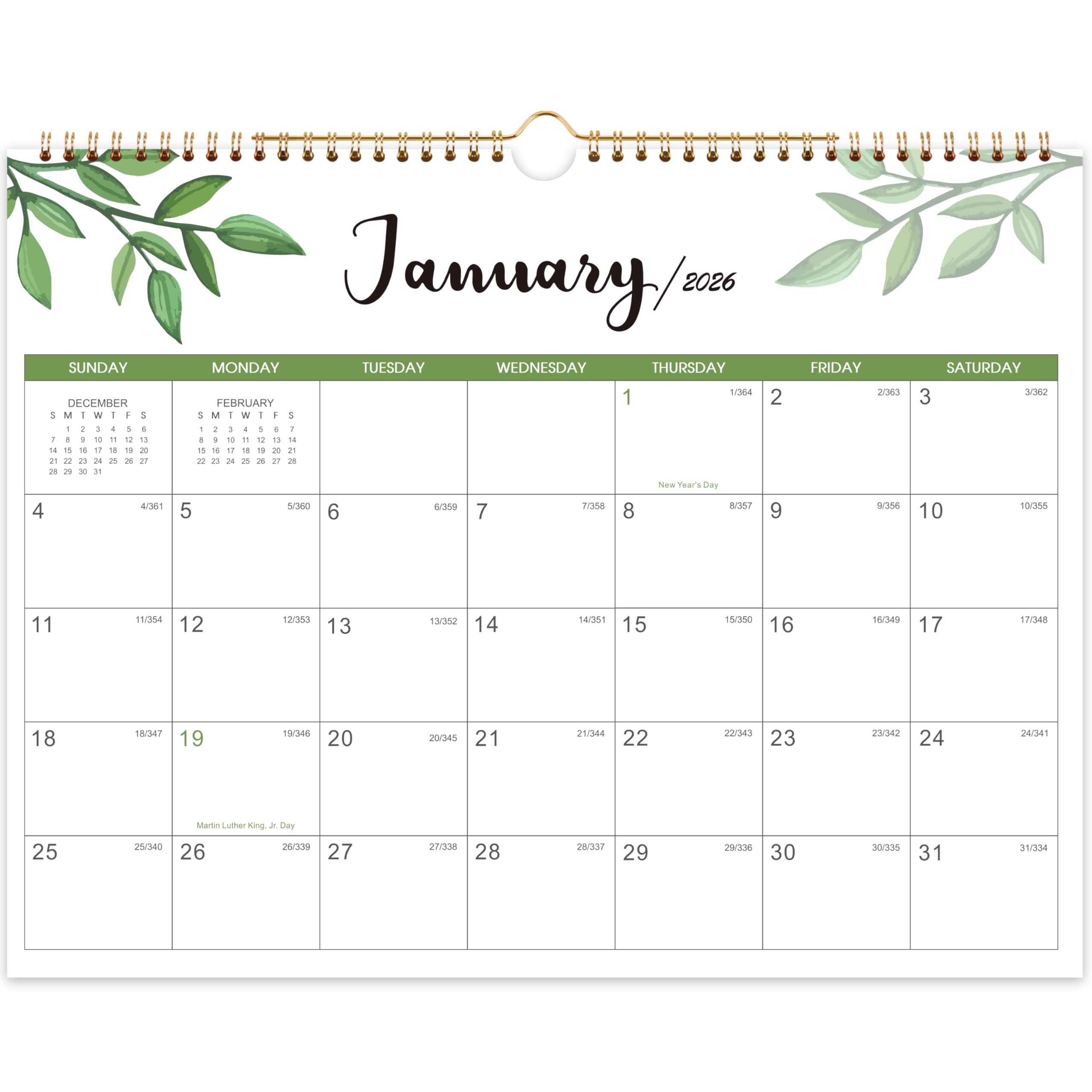 2026-2027 Calendar, 2 Years Wall Calendar 2026-2027, 14.8'' x 11.5'', JAN. 2026 - DEC. 2027, Large Blocks, 2026 Wall Calendars with Julian Dates