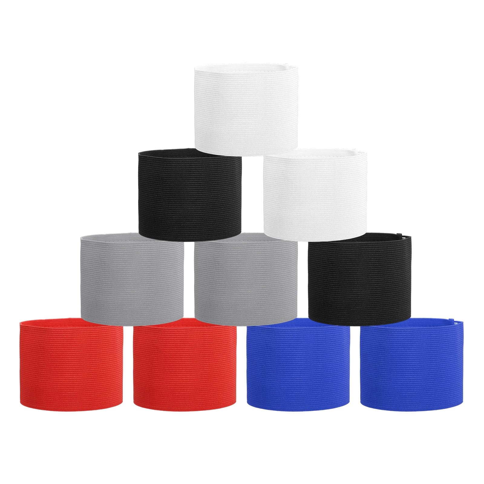 YELARXI Captain Armbands, Adjustable Leader Arm Band for Soccer Elastic Team Sport Arm Band 10Pcs & Red/Blue/Gray/Black/White - Fitting for (Youth Adult Football/Volleyball/Rugby) โ image 1