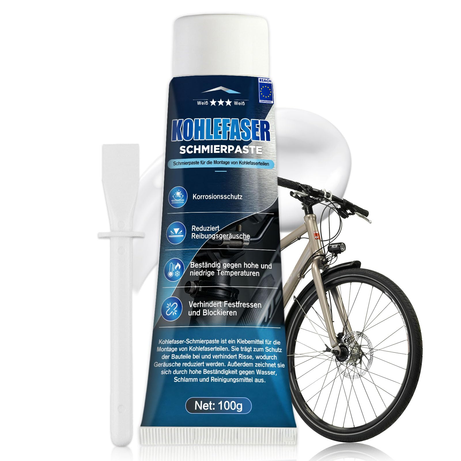 100g Carbon Paste Fahrrad Montagepaste für eine reibungsarme Leistung, für Carbon-Komponenten, Anti Seize& Kalt Schweißen, Mikrosandgestrahltes Fett für die Montage