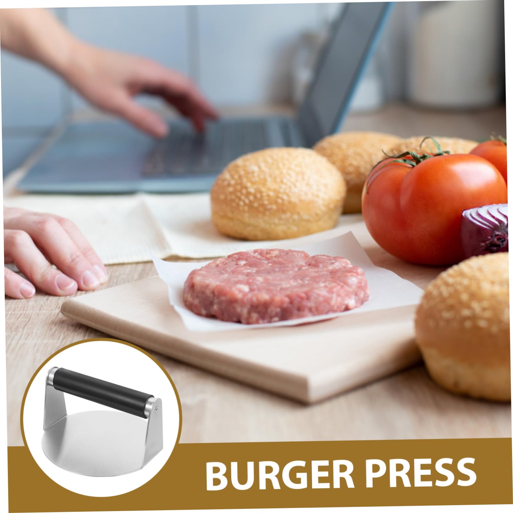 Toyvian Pressa per Hamburger in Acciaio Inox Manico Ergonomico da Cucina
