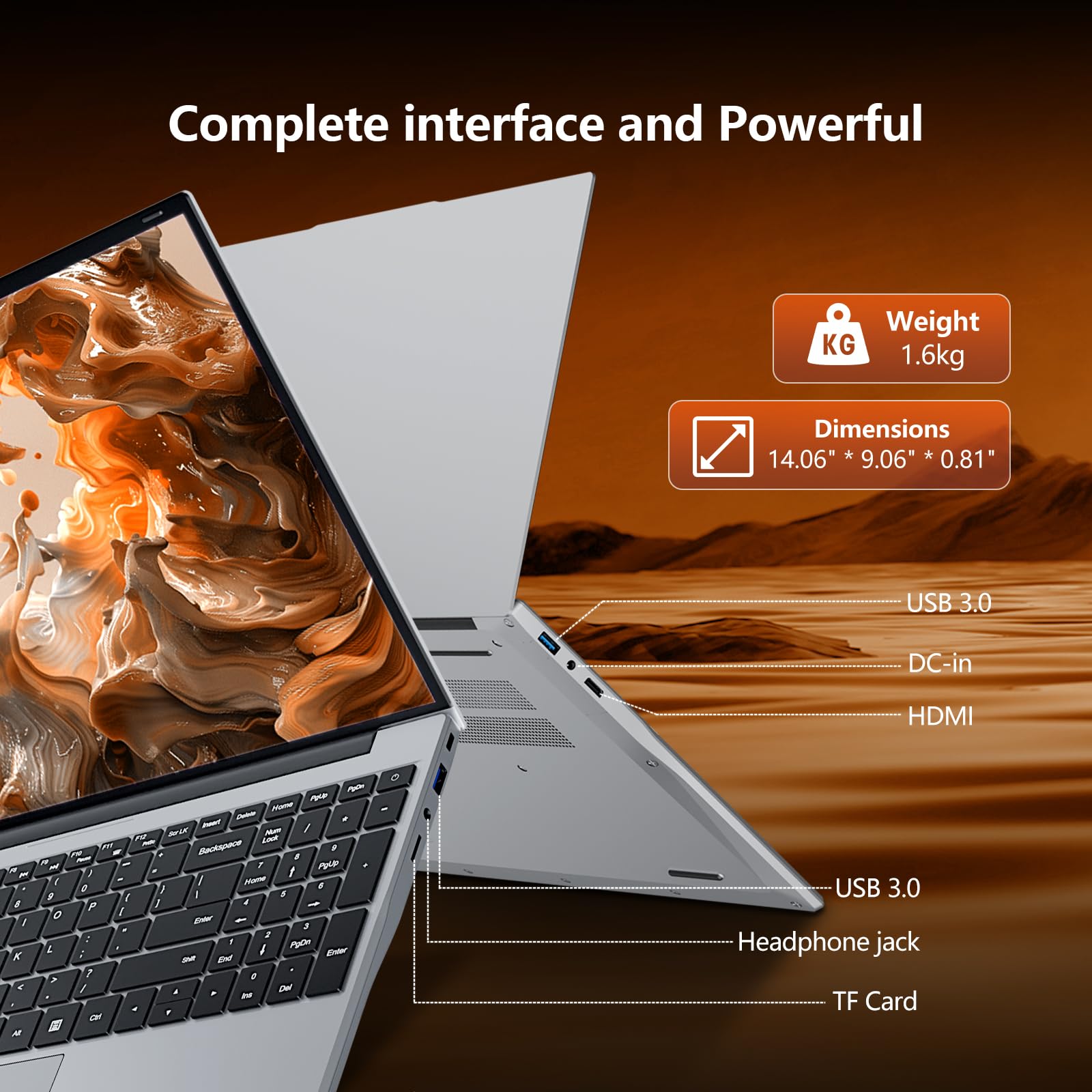 15,6 Pouces Ordinateur Portable, Win 11 PC Portable 16Go RAM DDR4 512Go SSD, CPU Twin Lake-N150, Clavier Rétro-éclairé+Déverrouillage Empreinte, Laptop1080P Écran, WiFi5+Mini-HDMI+USB3.0+BT4.2+Webcam