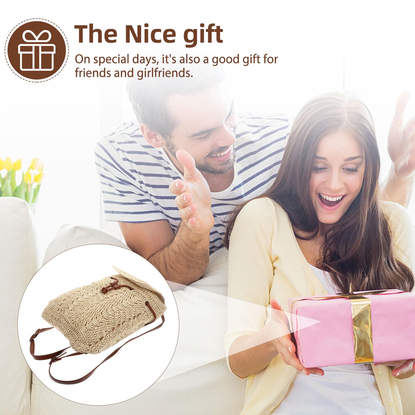 Zerodeko Bolsa de Playa Beige de Paja para Mujer, Bolso de Hombro y Mochila Doble Uso Cierre de Cordón, para Verano y Salidas, Bolso Ligero Espacio para Almacenamiento de Cosméticos
