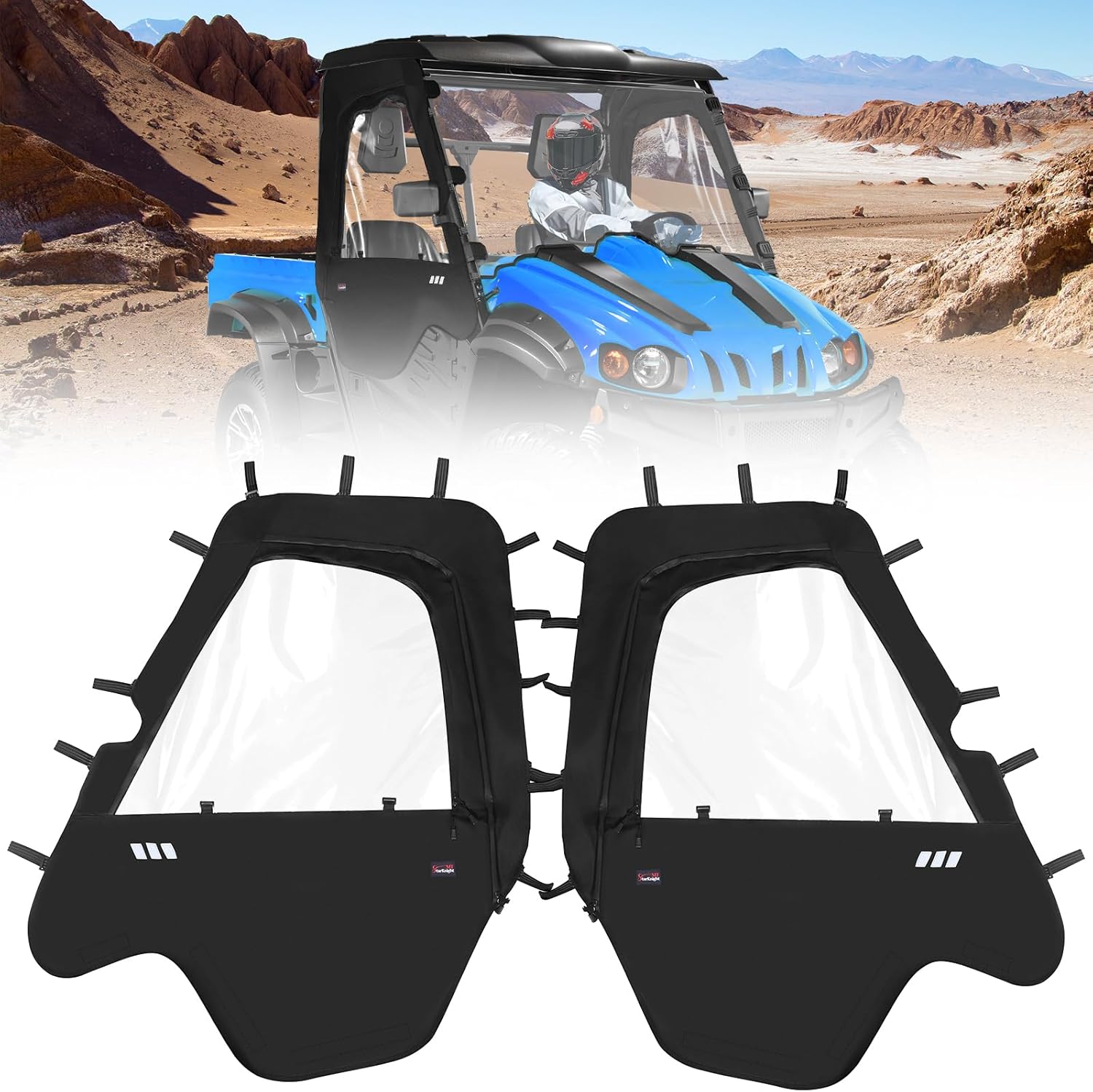 StarknightMT Soft Cab Enclosure Side Doors Compatible with Hisun 500 700 Coleman 500 700 Axis 500 700 Left & Right Soft Doors with Zipper Window Waterproof Protection Massimo MSU500