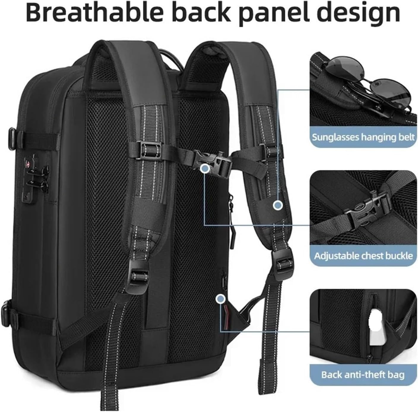 Zaino a compressione da viaggio con grande capacità per laptop fino a 17 pollici, ideale per scuola, lavoro e uso casual