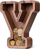 Vista 76 de SummiDate Alcancía de madera de letra para niños y niñas, Alfabeto, regalo de cumpleaños para niños (W)