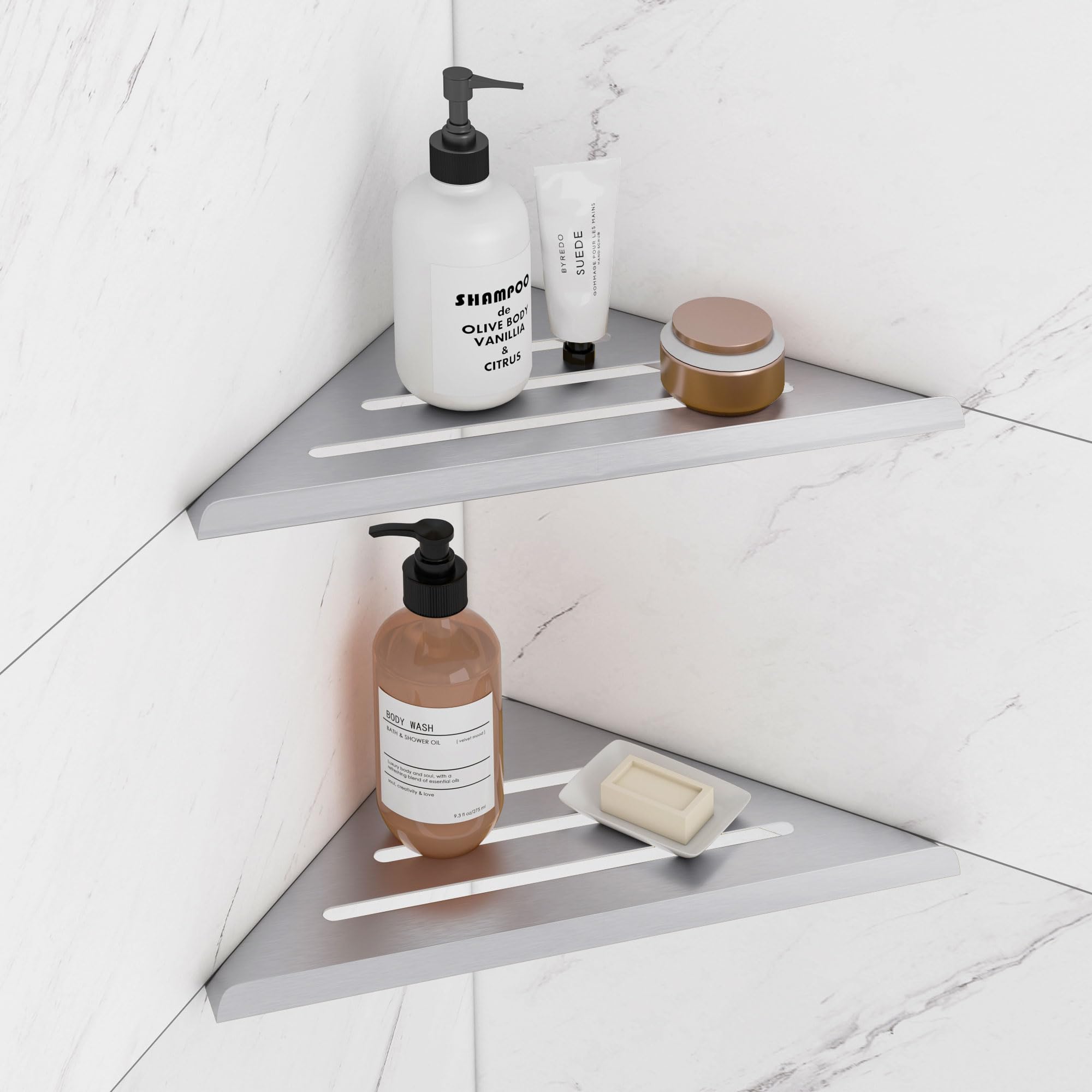 AUSAULAC Shower Corner Shelf 304 Stainless Steel Shower Caddy No Drill Shower Shelf Wont Fall Off Shower Organizer