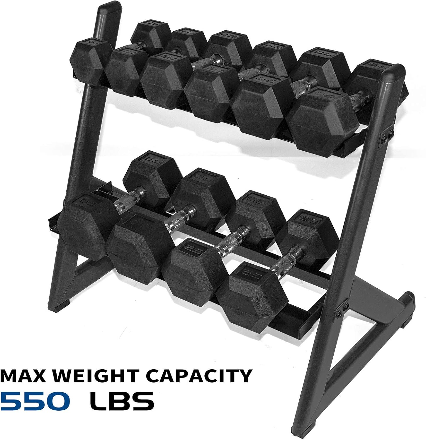 MENCIRO 2 Tier Dumbbell Rack Stand Only, Metal Steel Weight Storage Rack for Dumbbells (550 lbs Capacity), Weight Holder Rack for Home Gym : Sports & Outdoors