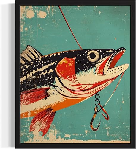 Póster de impresión de cebo de pescado, arte retro vintage para pared, pinturas clásicas para decoración de dormitorio, sala de estar, galería 14A