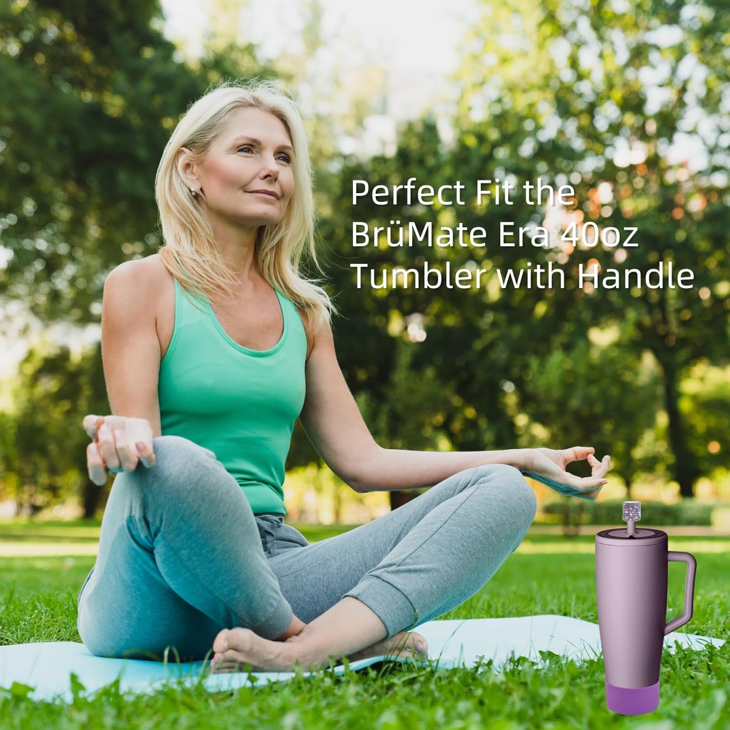 Silicone Boot and Rhinestone Magnetic Straw Cover Cap Compatible with BrüMate Era | Anti-Slip Silicone Protector for 40 oz Tumbler with Handle | Accessory Set for Stainless Steel Drinking Cup - Image 4