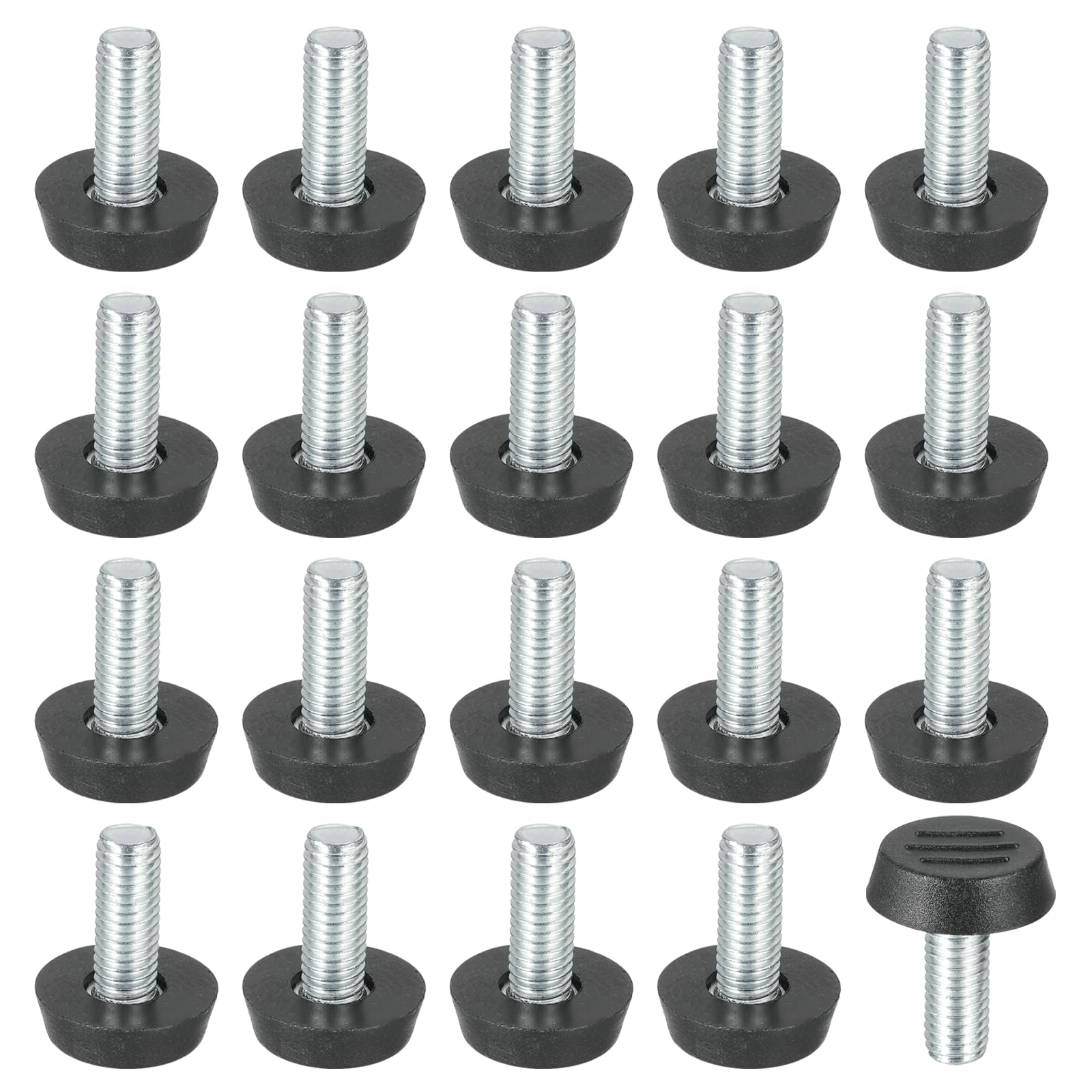 PATIKIL 20 Pcs M8 x 20mm Thread Adjustable Furniture Levelers, Furniture Feet Levelers Screw on Steel Screw in Threaded Leveling Feet Glides for Table Chair Cabinet Patio Legs