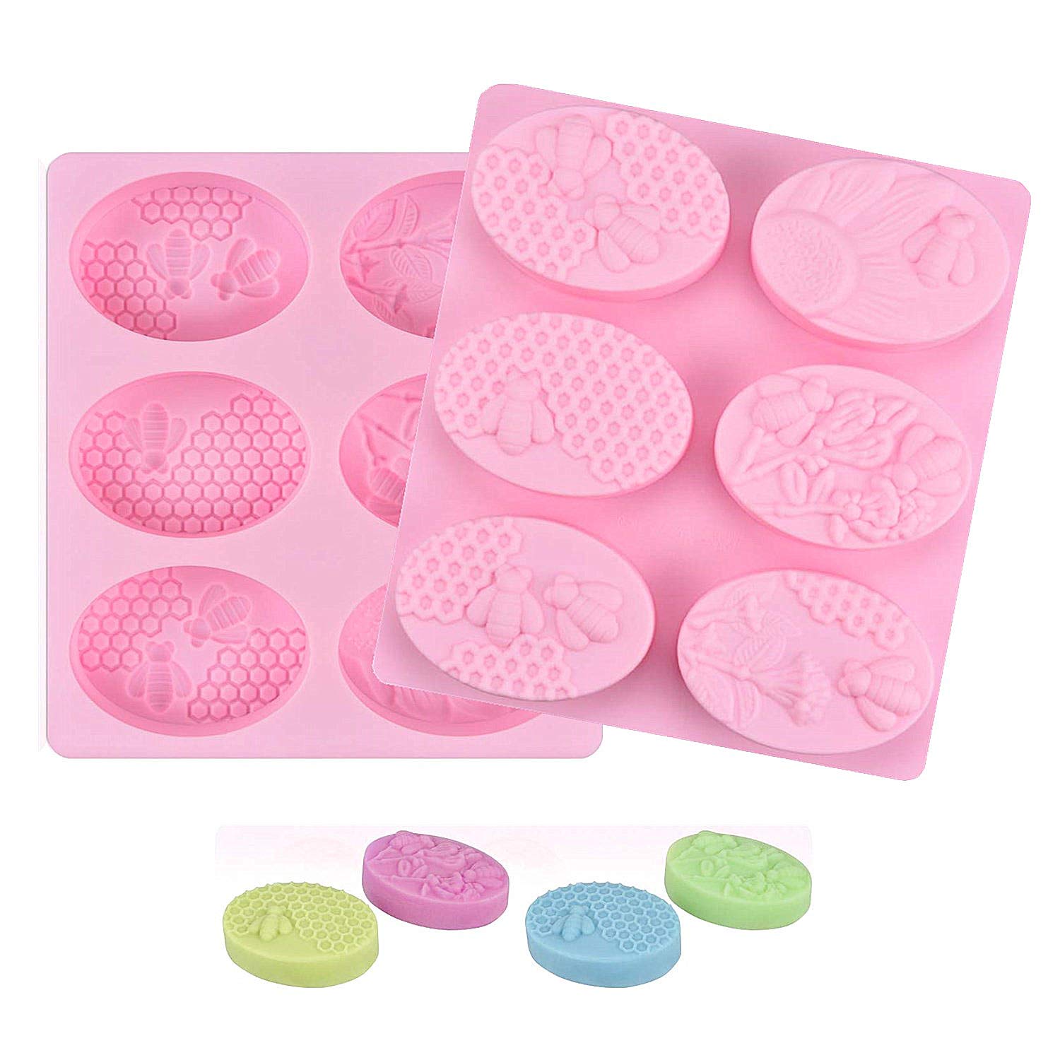 DD-life 2Pcs Bee Silicone Soap Molds, Honeycomb Molds for Chocolate Jelly Candy Making