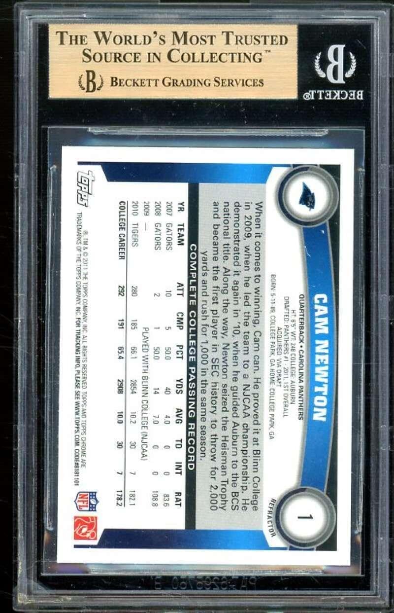 Cam Newton Rookie Card 2011 Topps Chrome Refractors #1 BGS 9.5 (9 9.5 9.5 9.5) - Unsigned Football Cards