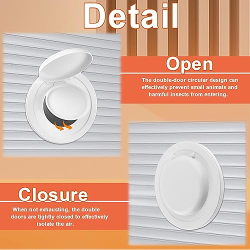 Miniatura 4 de kekafu Dryer Vent Cover Outdoor, Dual Door Seal White Exhaust Cap Exterior Wall Vent Cover with 4 Screws for 4'' Dryer Vent Duct, No Screen, Bird