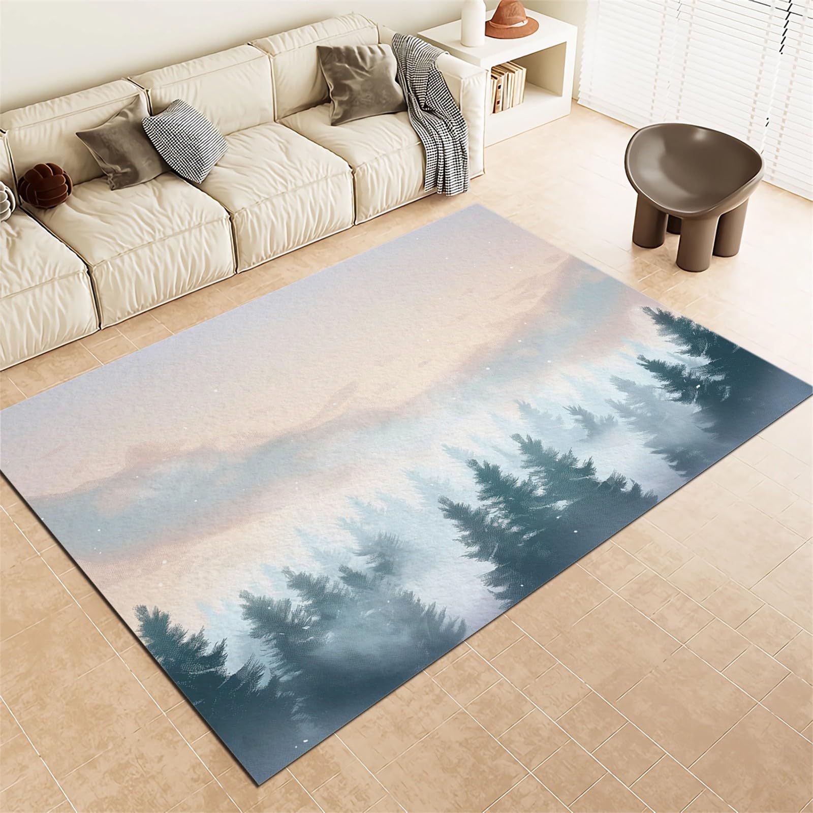 Dywan z motywem lasu cedrowego - miękki antypoślizgowy dywan mata podłogowa do salonu, biura, sypialni, jadalni, dywany dekoracyjne - 120 cm x 180 cm dywany