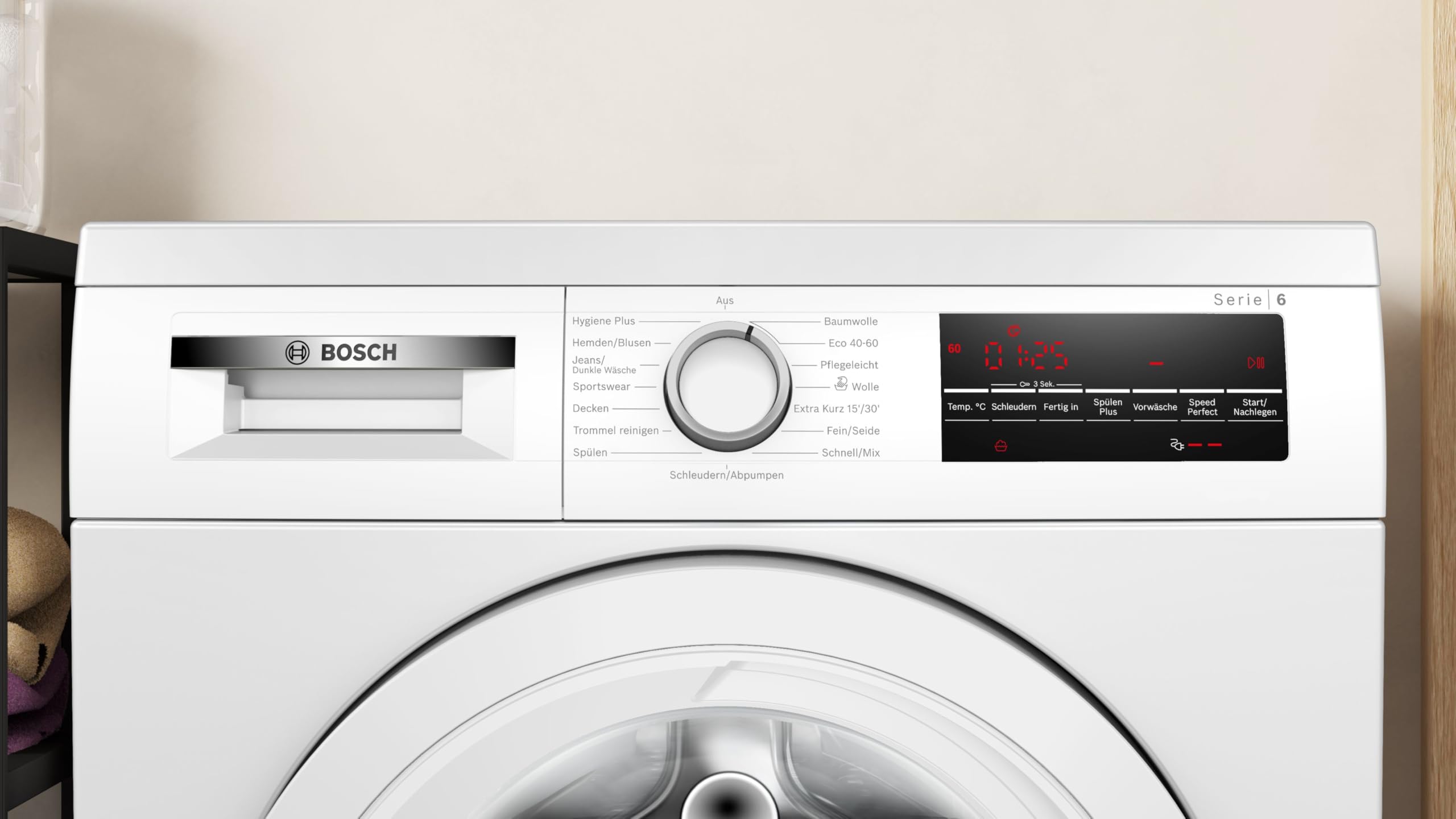 Bosch WUU28T22, Serie 6, Frontlader Waschmaschine, 9 kg, 1400 UpM, Unterbaufähig, SpeedPerfect, Maximale Energie- und Wasserersparnis, Nachlegefunktion, besonders hygienisch, AquaStop