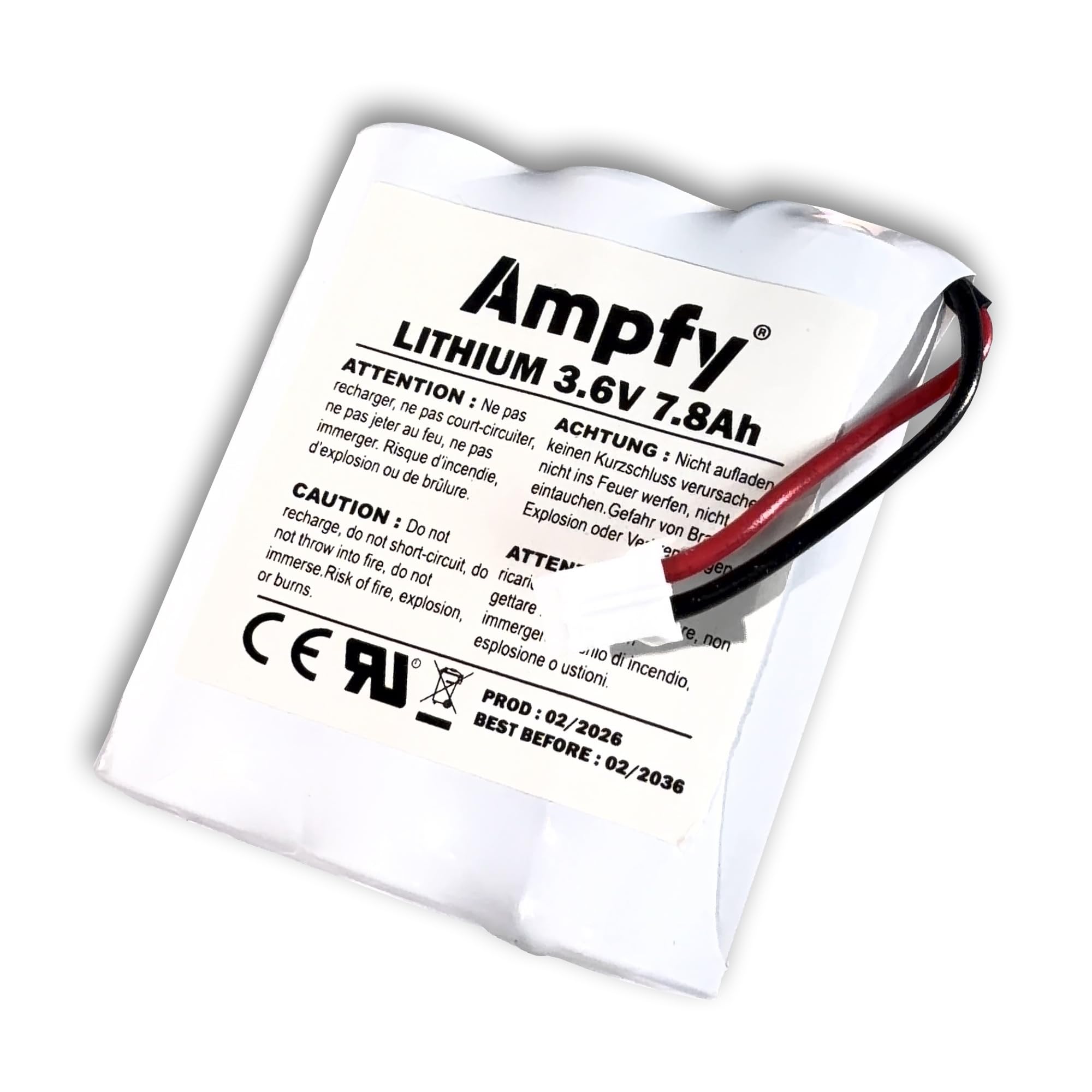 Pile Batterie BAT6416223 3.6V 7.8Ah 7800mAh | SIRÈNE Alarme Remplacement Compatible avec Delta Dore 6416223 / BP CLT 8000 Tyxal+ / Bat CLT 8000 TYXAL+ / WILPA2369B / CLT 8000 TYXAL+ ETC…