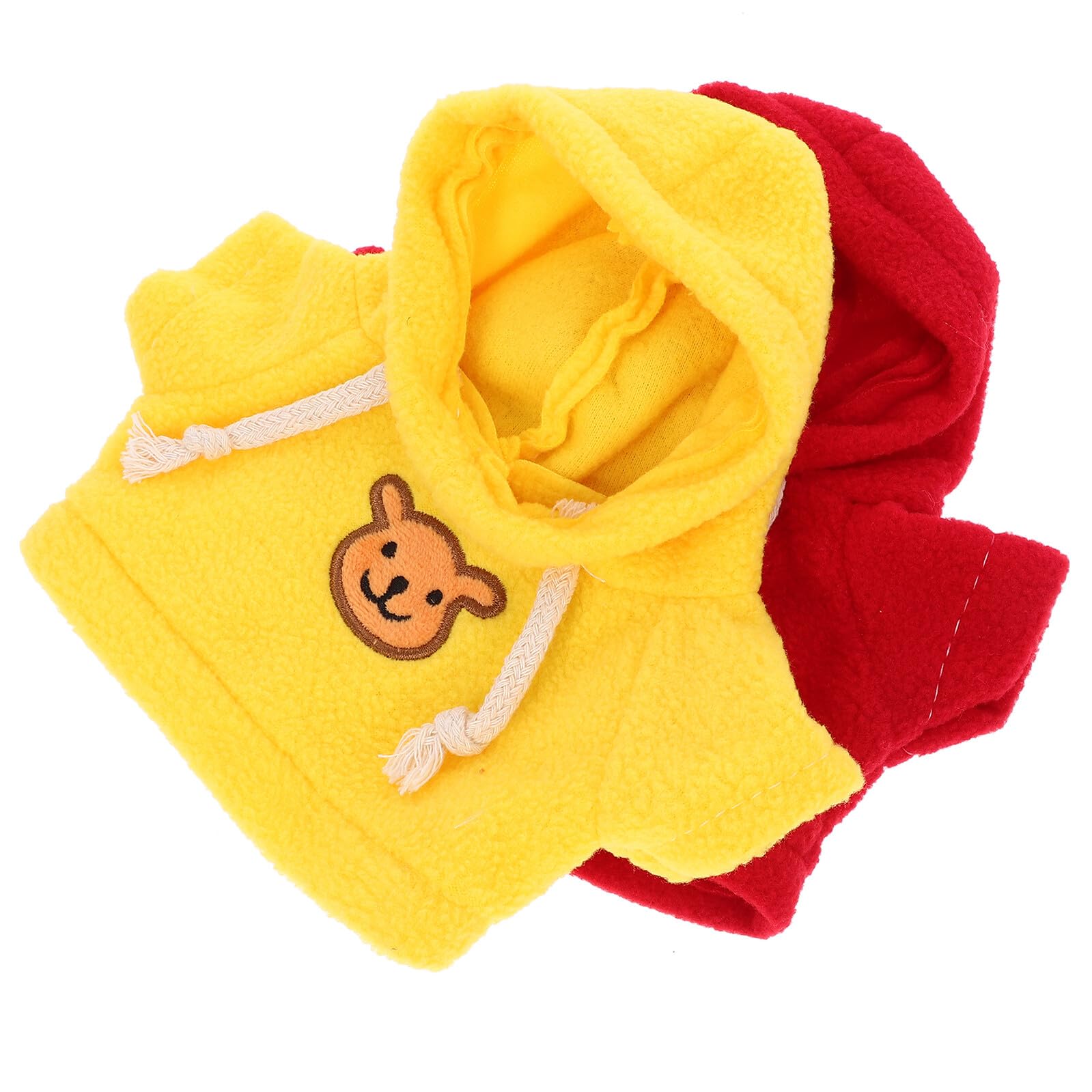 Abaodam Vêtements de Rechange pour Ours en Peluche 30cm, 2 Pièces Sweat à Capuche Jaune et Rouge en Tissu Solide, pour Jouer Votre Ours