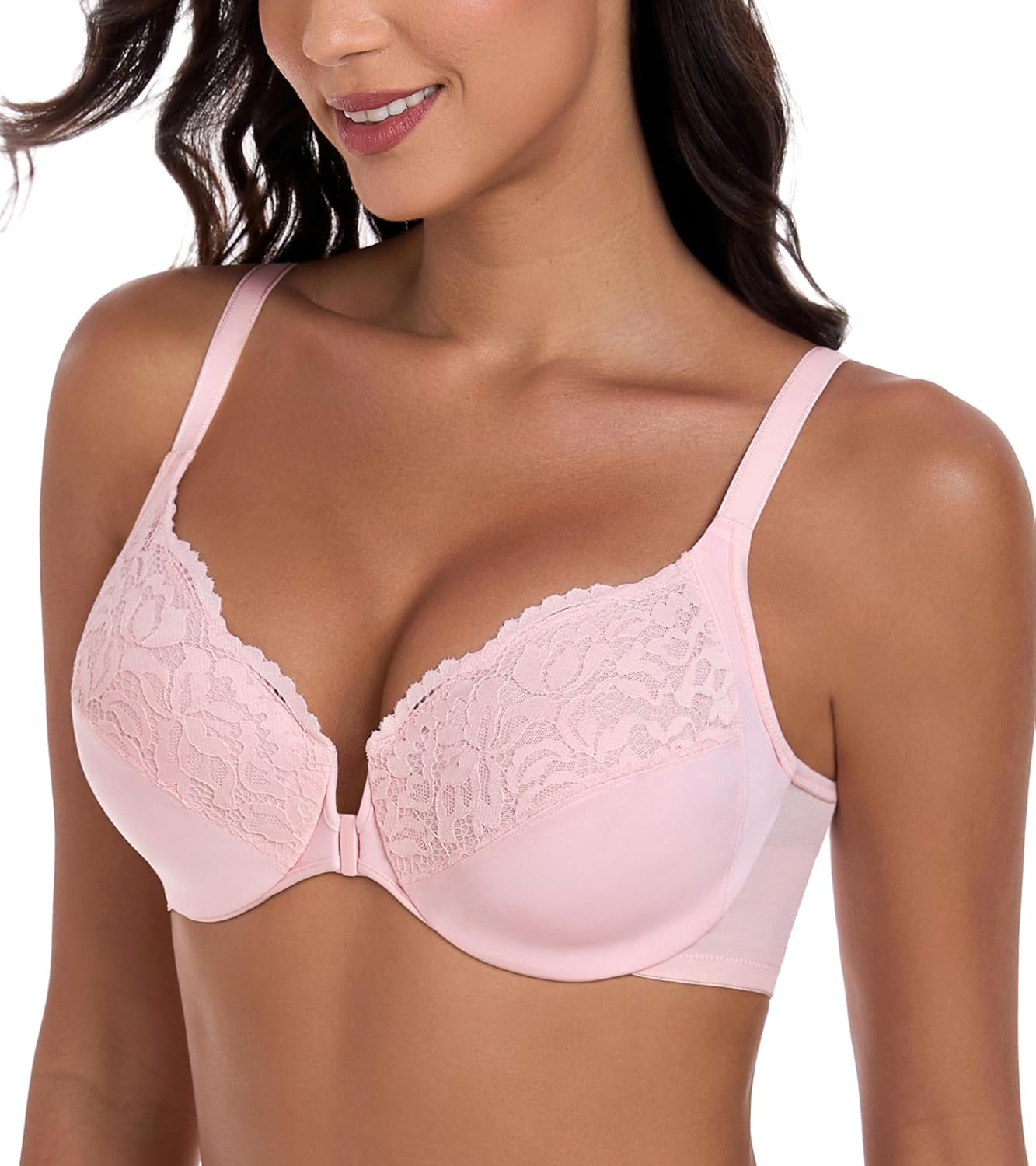 Lemorosy Women's Full Figure Plus Size Front Closure Posture Back Unpadded Underwire Everyday Bra - Image 6