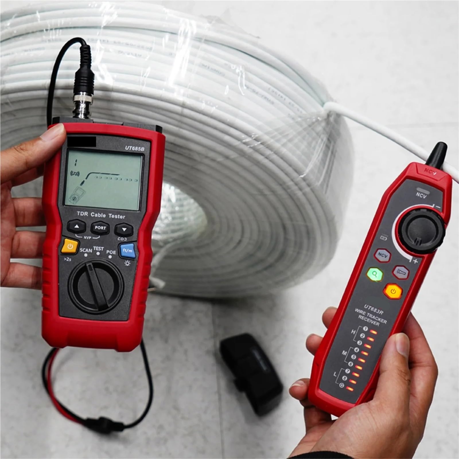 Netzwerk-Tester, TDR-Kabeltester POE-Koaxial-Netzwerkleitungsfinder Twisted Pair Locator Längensequenzdetektor Draht-Tracker