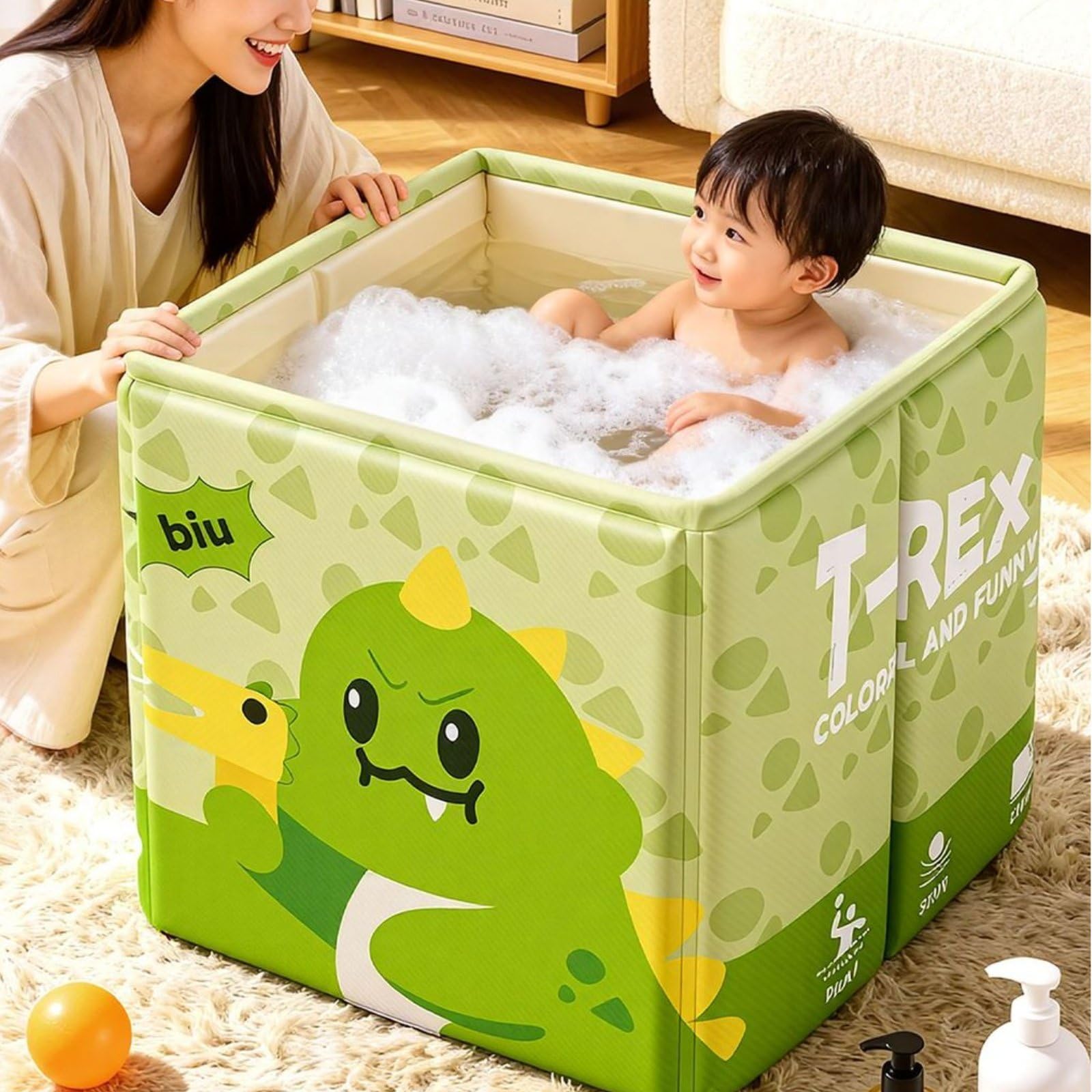 Gralara Tinozza da Bagno Portatile Mantiene il Calore Vasca da Bagno Portatile Multifunzione Vaschetta Bagnetto Neonato per Bambini, Muqing Pink
