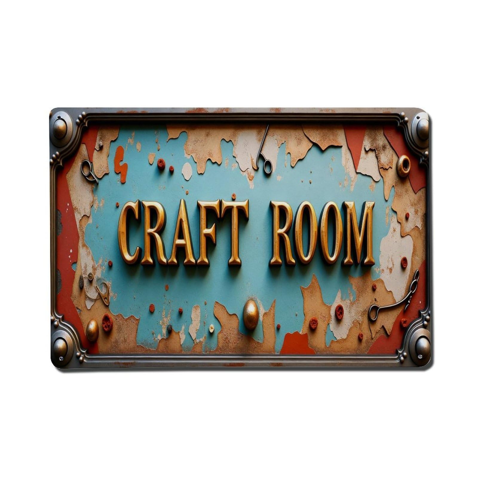 Craft Room Sign Pattern Metal Tin Sign Plaque