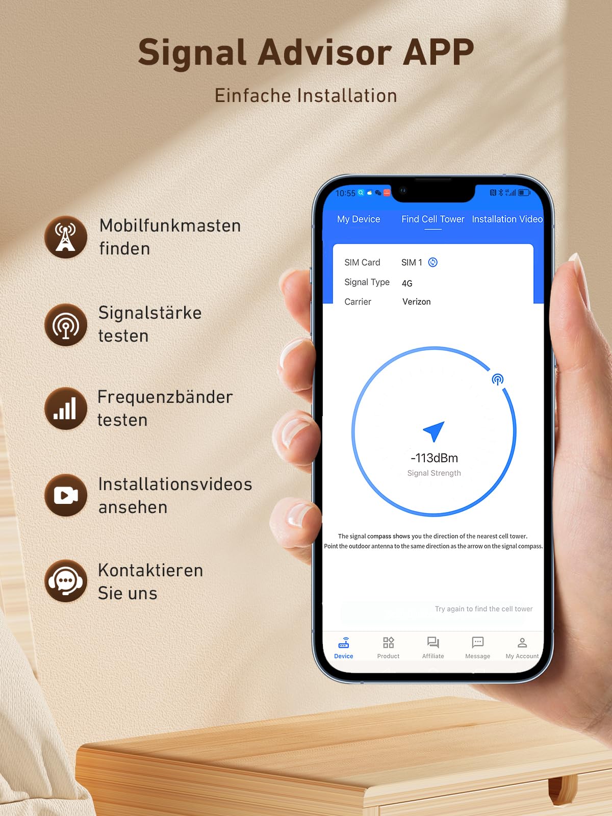 Mobilfunk Signalverstärker für Band 1, 3, 7, 8, Empfangsverstärker Handy für Haus und Büro, 5G 4G LTE 3G GSM Repeater, Handynetz Verstärker für Alle Netzbetreiber O2 E-Plus T-Mobile